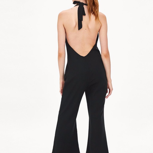 Zara Black Halter Neck Flare Wide Leg Jumpsuit New - Picture 3 of 9